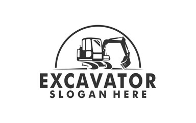 Excavator construction logo design, excavator logo element heavy equipment work. transportation vehicle mining © Febrian
