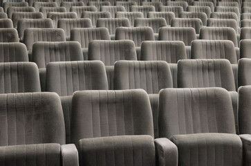 Naklejka premium Seats in cinema theater hall. Movies lecture concept idea