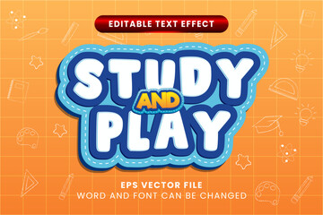study and play cute editable text effect