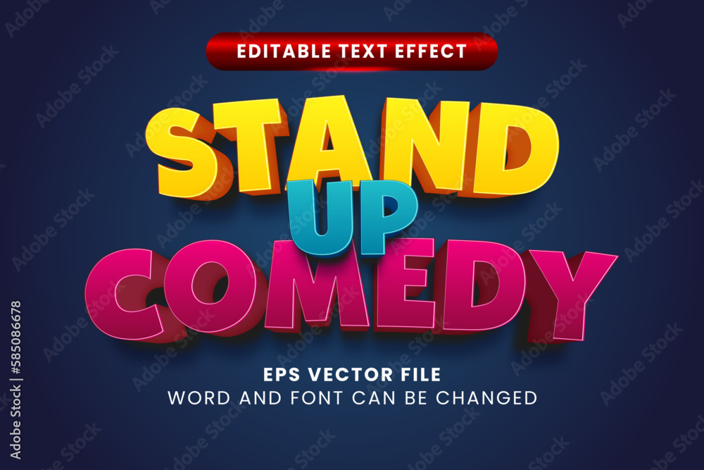 Poster stand up comedy 3d editable vector text effect