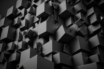 Abstract background, black cubes. AI generative.