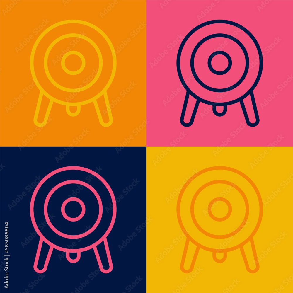 Poster pop art line target sport icon isolated on color background. clean target with numbers for shooting 