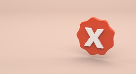red board with white X, wrong sign, error board, prohibited board (3d illustration)