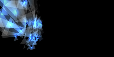 Abstract background of sci-fi futuristic virtual technology glow, digital wallpaper screen black and shiny triangles. Vector illustration.
