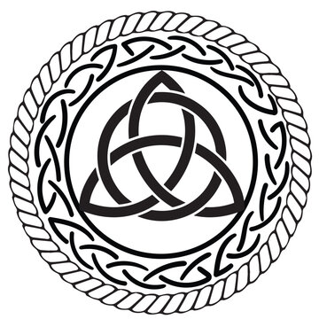 Triquetra in circle trikvetr knot shape trinity vector