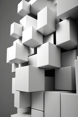 Abstract background, white cubes on a gray background. Vertical background. AI generative.