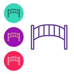 Set line Playground kids bridge icon isolated on white background. Set icons colorful. Vector