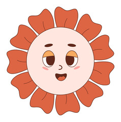 Groovy red flower power sticker