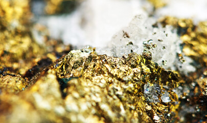 Golden background of natural nugget closeup - obrazy, fototapety, plakaty