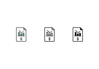 Balance Sheet icons set with 3 styles, vector stock illustration