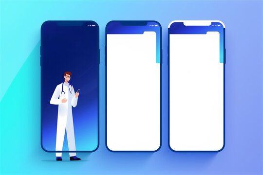 Digital healthcare consultations via smartphone application.Telemedicine and e-health concept