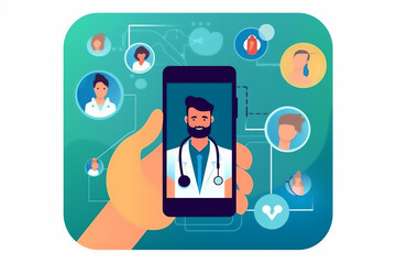 Virtual healthcare appointments through e-health platforms.Telemedicine and e-health concept.