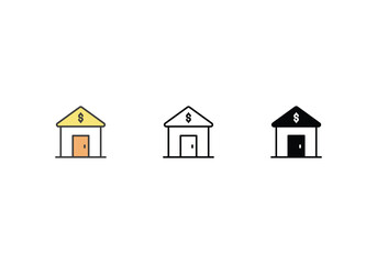 Home Equity Loan icons set with 3 styles, vector stock illustration