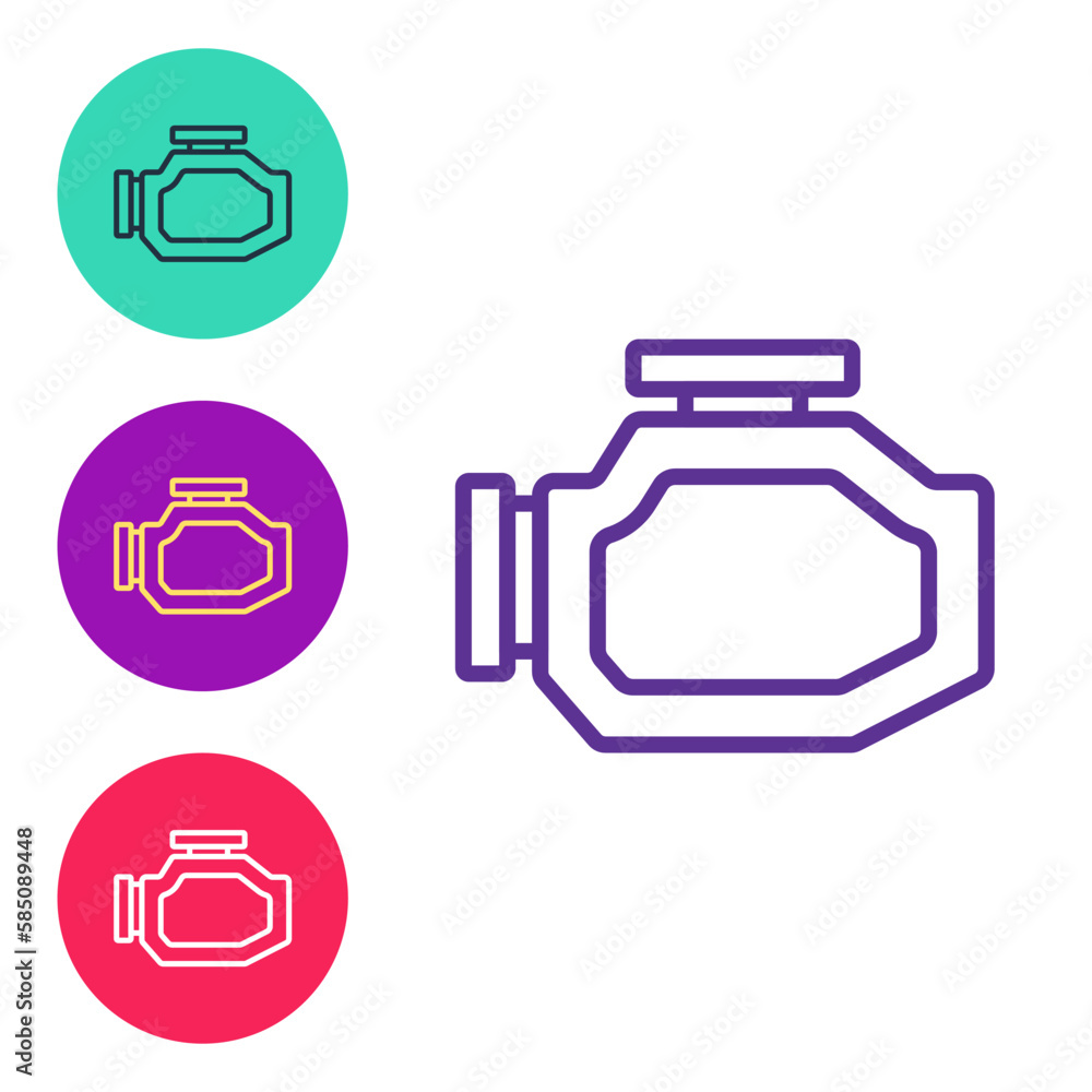 Poster set line check engine icon isolated on white background. set icons colorful. vector