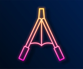 Glowing neon line Air blower bellows icon isolated on black background. Vector