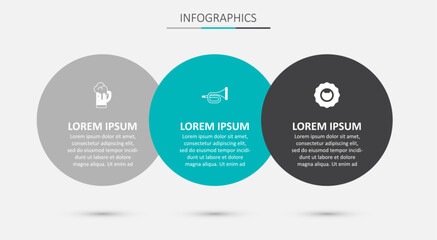 Set Trumpet, Glass of beer and Bottle opener. Business infographic template. Vector