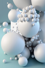 Abstract background, white balls. Vertical background. AI generative.