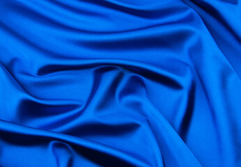Blue satin or silk fabric as background