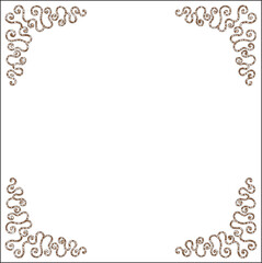 Brown ornamental frame, decorative border for greeting cards, banners, invitations. Isolated vector illustration.