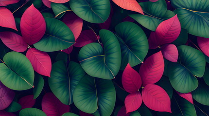 Fototapeta na wymiar Foliage Leafs Background Botanical Floral with copy space A Minimalistic Flat Design of Leaves and Nature Pattern Designed with Generative AI