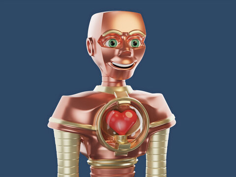 Lovebot - positive, loving, peaceful AI robot character design
