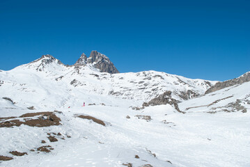 Fototapeta na wymiar Mountain Majesty, A Stunning Snowy Scene