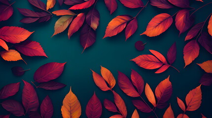 Leaf Foliage Background Botanical floral with copy space  An Ornate Vector Wallpaper Featuring Vibrant Autumn Leaves Made Possible by Generative AI
