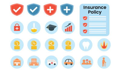 Insurance concept icon illustration, care about family life, assurance protection for your plan