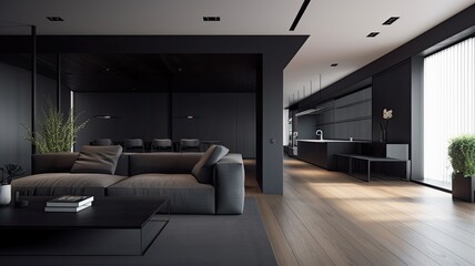 Modern black living room by wooden, luxury interior to dazzle everyone