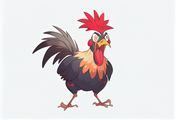 Frightened Young Rooster. AI Generated