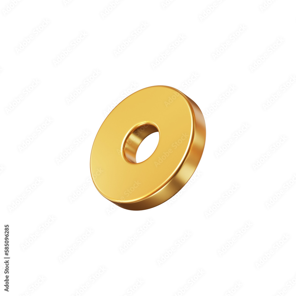 Poster 3d gold geometry shape circle. metal simple figure for your design on isolated background. 3d render