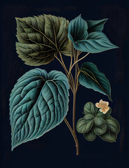 Perilla Botanical Illustration, Shiso Medicinal and Food Plant, Perilla Frutescens Abstract Generative AI Illustration