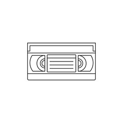 vhs video cassette tape flat line icon retro tech 90s 80s nostalgia memories line art