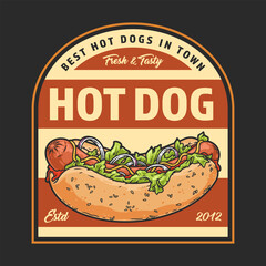 Best hot-dog vintage colorful logotype