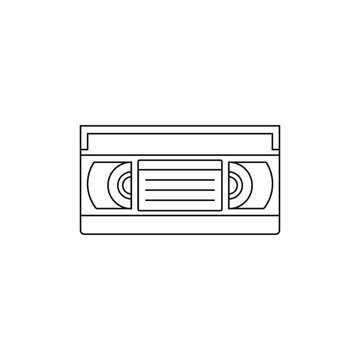recommend clip art: vhs video cassette tape flat line icon retro tech 90s 80s nostalgia memories line art