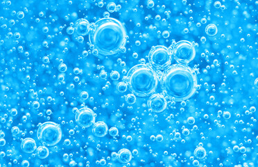 Underwater background of clean water with gas bubbles