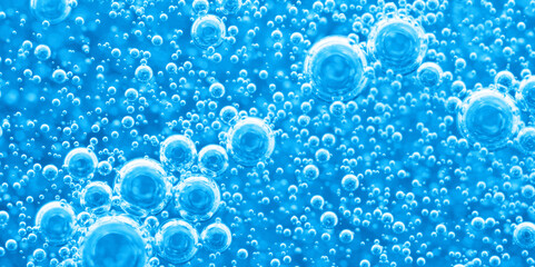 Underwater background of clean water with gas bubbles