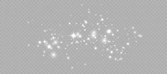 Light effect with lots of shiny shimmering particles isolated on transparent background. Vector star cloud with dust.	
