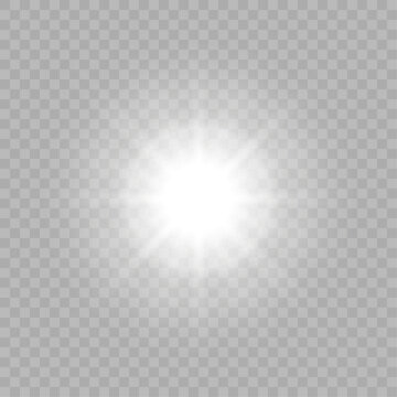 White beautiful light explodes with a transparent explosion. Vector, bright illustration for perfect effect with sparkles. Bright Star. Transparent shine of the gloss gradient, bright flash.	
