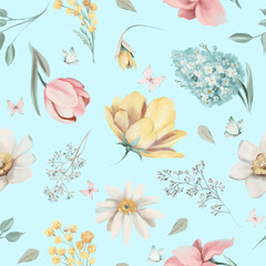 Beautiful floral spring seamless, tileable pattern - 585098836