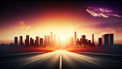 Obraz premium sunset over city