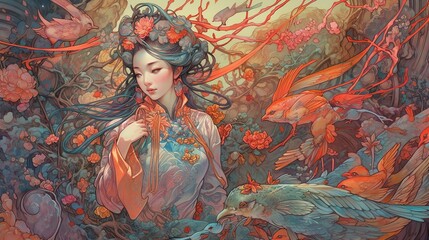 Illustration of abstract and fantasy art, created as a generative artwork using AI.