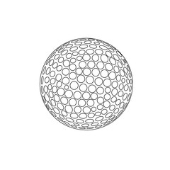 Golf ball one line art. Continuous line drawing of ball.