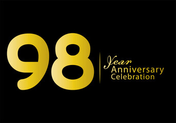 98 years anniversary celebration logotype gold color vector, 98th birthday logo, 98 number, anniversary year banner, anniversary design elements for invitation card and poster. number design vector