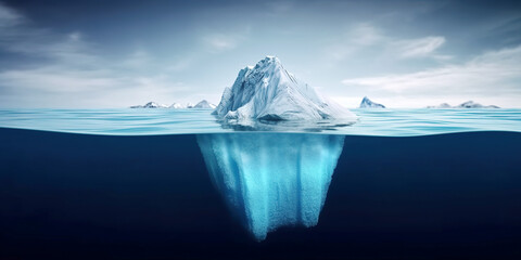 Fototapeta na wymiar Iceberg - Hidden Danger And Global Warming Concept