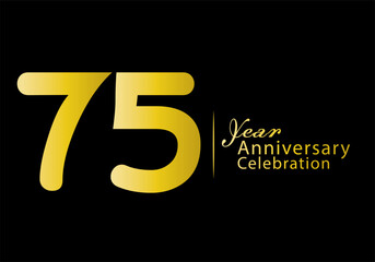 75 years anniversary celebration logotype gold color vector, 75th birthday logo, 75 number, anniversary year banner, anniversary design elements for invitation card and poster. number design vector