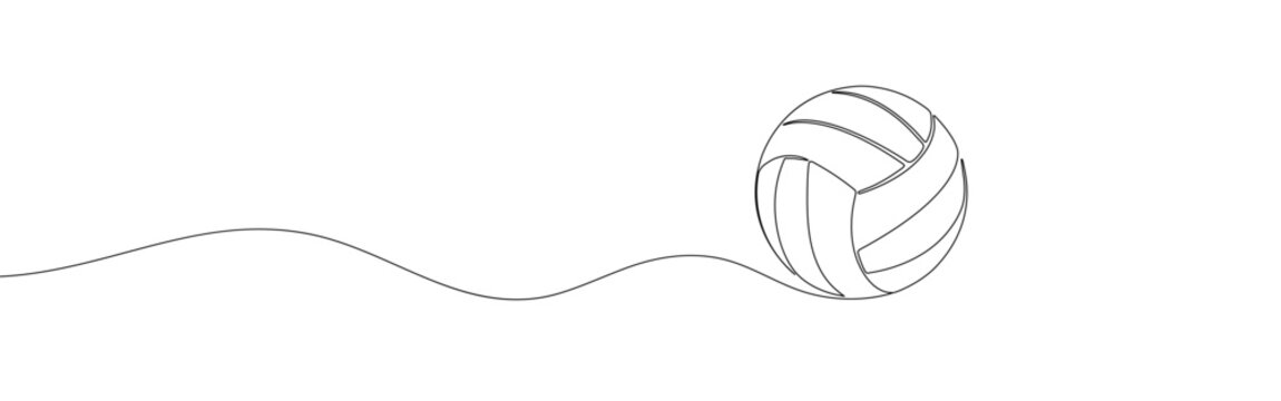 Volleyball one line art. Continuous line drawing of ball.