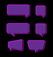Set Speech Bubble Neon Icon Vector