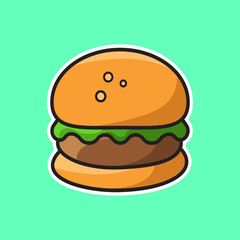 Burger Lettuce Isolated Sticker Icon Vector Illustration