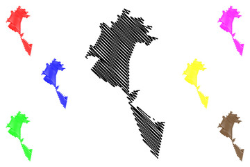 Baturite municipality (Ceará state, Municipalities of Brazil, Federative Republic of Brazil) map vector illustration, scribble sketch Baturité map